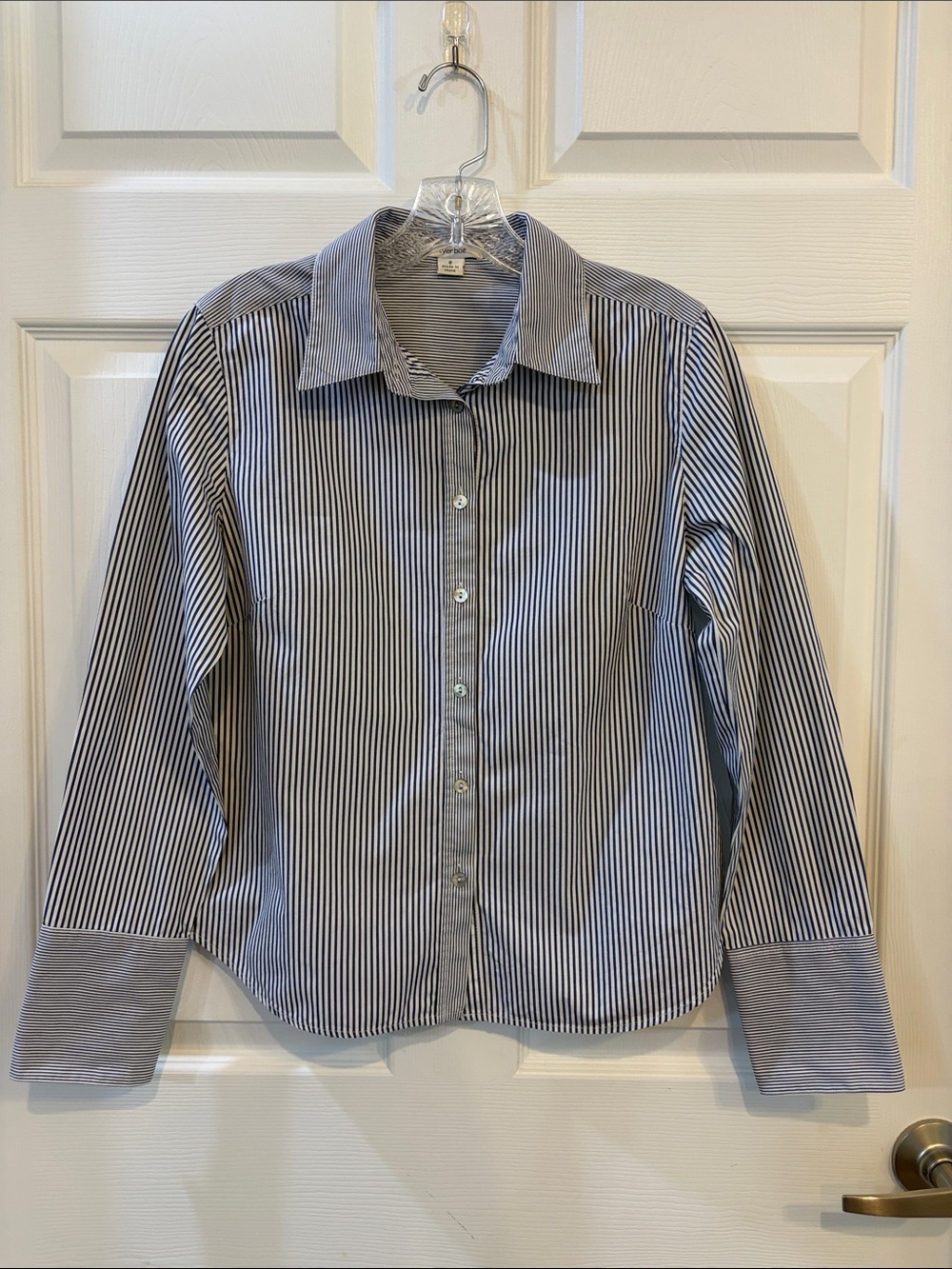 Tyler Boe Navy and White Striped Shirt - Picture 1 of 3